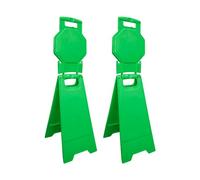 Blank Warning Floor Sign | 100CM Green Caution Warning Board | Customizable Double-Sided Floor Sign | Freestanding Foldable Safety Sign for Commercial Use, Restaurants, Hotels, Offices - Set of 2
