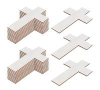 Blank Wood Cutouts 36Pcs Rustic Wood Crucifix Wall Hanging Standing Ornament Wooden Slices Unfinished Cross Wooden Pieces Plaques Plywood Cutouts for DIY Painting Arts Craft