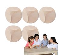 Blank Wooden Dice - 5 Small Vista Wooden Cubes | 6 Sided Round Corner Dice for Unfinished Crafts, Board Games and Crafts