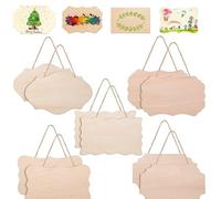 Blank Wooden Sign,Hanging Decorative Wooden Plaque,Unfinished Hanging Wooden Sign 10pc Wooden Hanging Plaques with String for DIY Crafts Door Hanger Sign Painting Writing Christmas Decor