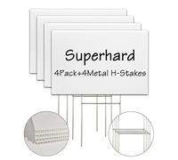 Blank Yard Signs with Stakes, 4 Pack 18 x 12 Inches White Plastic Yard Lawn Sign for Happy Birthday,Garage Sale Signs, Rent, Guidepost Decorations, Blank Lawn Signs with Stakes