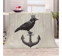 blanket 130x150 cm Crow Anchor personalised blankets for adults Soft Polyester Throw for Sofa Bed Couch Travel Camping, Lightweight Cozy Warm Fleece for Home MF29-652