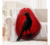 blanket 130x150 cm Red Magic Crow personalised blankets for adults Soft Polyester Throw for Sofa Bed Couch Travel Camping, Lightweight Cozy Warm Fleece for Home MF29-126