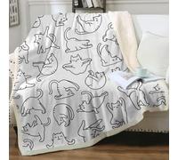 Blanket Abstract White Cat Soft Fluffy Fleece Throw Blanket for Beds Sofa Car Thick Flannel And Lamb Wool Fleece Throws Sherpa Lightweight All Season 180x200cm