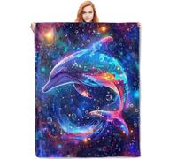 Blanket And Throws Cosmic Dolphin Dream Throw Super Soft Throw Blanket Fluffy Blankets For Sofa Beds Sleepovers Camping 125X150Cm
