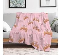 Blanket And Throws Croissant Pattern Bows Flannel Throws Cosy Throw Blanket Warm Blankets For Bed For Sofa Beds Sleepovers Camping S