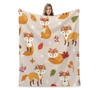 Blanket And Throws Fox And Falling Leaves Flannel Throws Cosy Blankets Fluffy Throw For Camping Sleepovers Room S