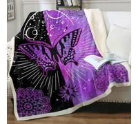 Blanket And Throws Hollow Black Purple Butterfly Throw Blanket Cosy Blankets For Bed Fluffy Blankets Room Forsofa Beds Sleepovers M