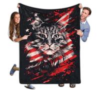 Blanket And Throws Norwegian Cat With The American Flag Blankets Cosy Flannel Throws Super Soft Throw Blanket For Sleepovers Sofa Beds Bedroom 125X150Cm