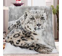Blanket Animal Snow Leopard Fleece Blanket for Bed Couch and Sofa Soft Fluffy Print Blanket 130 x 150cm for Outdoor Travel, Bedroom living Room