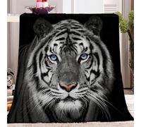 Blanket Animal Tiger&Black Fleece Blanket for Bed Couch and Sofa Soft Fluffy Print Blanket 130 x 150cm for Outdoor Travel, Bedroom living Room
