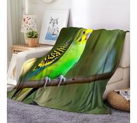Blanket Animals Budgies Flannel Blanket Soft Velvet Lightweight Microfiber Blanket for Couch Sofa Green Double Throw Over Bed Warm Soft Blanke