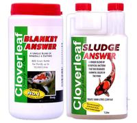 (Blanket Answer 800g & Sludge Answer 1L) Cloverleaf Blanket & Sludge Answer Blanketweed Pond Weed Water Treatment Bundle
