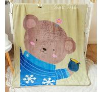Blanket Autumn Winter Throw Blanket Rabbit Elephant Bear Bear Throw Boys Girls, Fluffy Cozy Flannel Soft Lightweight Home Bed Sofa Couch Chair Outdoor Travel Camping Pink Green Blue Animal (Green)