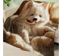 Blanket Beige Dog Soft Fluffy Throw Fleece Blanket Flannel Blankets and Throws Lightweight Warm Blankets for Beds Versatile Cosy Durable Washable All Season Fleece Throws 220x240cm