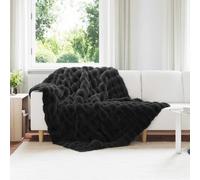 Blanket Black 150x220cm Plush Anti-Slip Faux Rabbit Fur Warm Cozy Polyester 4pc