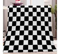 Blanket Black And White Printed Flannel Throw Blanket 70 x 100 cm (28" x 40") Super Soft And Comfortable Simple Checkered Color Block Bed Blanket Baby Blankets Easy To Care Plush Bedding