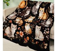 Blanket Black Cat Leaves Soft Fluffy Throw Fleece Blanket Flannel Blankets and Throws Lightweight Warm Blankets for Beds Versatile Cosy Durable Washable All Season Fleece Throws 220x240cm