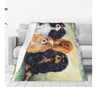 Blanket Black Golden Cavalier King Charles Spaniel Soft Throw Blanket All Season Warm Blankets Lightweight Fuzzy Flannel Throws 150X125 CM