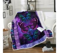 Blanket Blue Insect Purple Soft Fluffy Fleece Throw Blanket for Beds Sofa Car Thick Flannel And Lamb Wool Fleece Throws Sherpa Lightweight All Season 180x220cm