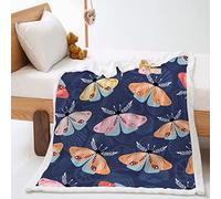 Blanket Blue Orange Butterfly Weighted Blanket Super Soft Comfortable 130x150 Fleece Blanket Flannel Double Sided Throw Blanket Fluffy Blanket for Bed Blankets and Sofas Travel