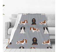 Blanket Cavalier King Charles Spaniel Mixed Coats Dog Grey Soft Throw Blanket All Season Warm Blankets Lightweight Fuzzy Flannel Throws 150X125 CM