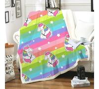 Blanket Colorful Striped Animals Soft Fluffy Fleece Throw Blanket for Beds Sofa Car Thick Flannel And Lamb Wool Fleece Throws Sherpa Lightweight All Season 150x200cm