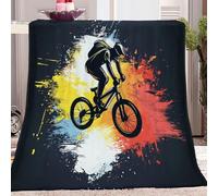 Blanket Cool mountain bike Flannel Blanket Black fleece blanket 50 x 60 inch Bedding Fluffy Plush Soft and Comfortable Suitable for Boys and Girls Four Seasons Sofa