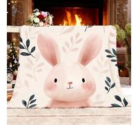Blanket Couch Bed King 180x200cm Cute Animal Rabbit Super Soft Cozy Blankets Pink Anti Allergic Fleece Throw Blanket Flannel All Seasons Warm Blanket Home Decor