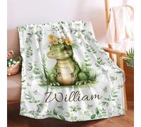 Blanket Custom Crocodile Custom Crocodile Personalized Name Fleece Blanket Warm Flannel Throws Soft Flannel Blanket For Living Room Outdoor Settee M