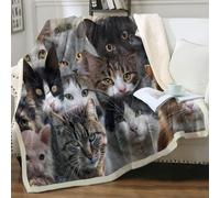 Blanket Dark Gray Cat Soft Fluffy Fleece Throw Blanket for Beds Sofa Car Thick Flannel And Lamb Wool Fleece Throws Sherpa Lightweight All Season 180x200cm