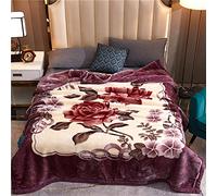 blanket double bed Plush Fleece Blanket, Korean Mink Blankets - Super soft and warm - 2 Ply Reversible 500GSM Plush Warm for Autumn Winter.,200X230cm4kg