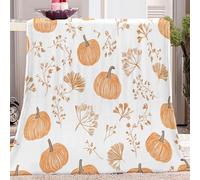 Blanket Flannel, Baby Sofa Throws, Soft Warm Hand-Painted Pumpkin Lines Pattern Throws for Bedspreads Armchairs Furniture Bed, Orange White Home Living Room Decoration 70 x 100 cm