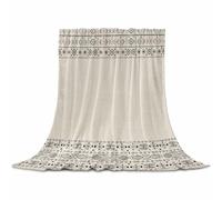 Blanket Fleece Flanel Throw, Beige Black Boho Microfiber Soft Lightweight Blanket for Bed Couch Sofa, Vintage Ethnic Tribe Abstract Art All Season Warm Decorative Accent Machine Washable, 60" x 80"