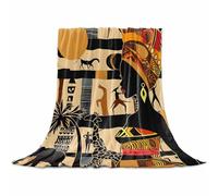 Blanket Fleece Flanel Throw, Boho Microfiber Soft Lightweight Blanket for Bed Couch Sofa, Ethnic Nation Black Women Animals Palm Tree All Season Warm Decorative Accent Machine Washable, 50" x 60"