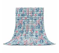 Blanket Fleece Flanel Throw, Coastal Microfiber Soft Lightweight Blanket for Bed Couch Sofa, Summer Coral Tropical Jellyfish Stripe Fish All Season Warm Decorative Accent Machine Washable, 32" x 48"