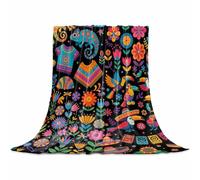 Blanket Fleece Flanel Throw,Colorful Cartoon Microfiber Soft Lightweight Blanket for Bed Couch Sofa,Funny Flowers Guitar Animals Ethnic Art All Season Warm Decorative Accent Machine Washable,60"x80"