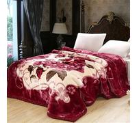 Blanket Floral Printed Blanket Super Soft Warm Thickened Warm Bedspread Bedspread Sofa Blanket,Heavy Fleece Blanket Queen Size,Reversible Raschel Bed Blanket For Bed Sofa(Color:B,Size:180*220cm/3kg)