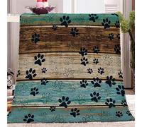 Blanket for Bed Animal Dog Paws & Wood Grain Fluffy Blanket 200 x 200cm 3D Printed Fleece Throw Blanket for Kids Teens Adults Soft Fuzzy Push Blanket for Holiday Bed Couch