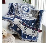 Blanket for Bed, Bohemia Throw Blanket, Ethnic Tarot Constellation Double Reversible Warm Slipcover Blankets Tapestry Soft Cozy Throws For Sofas Bed,White,130x180CM