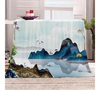 Blanket For Bed Double Winter 3D Painted Elk Landscape Scenery Bed 70x78inch Sherpa Sofa Couch For Kids Adults Print Couch Fleece Throw Decorative