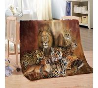 Blanket For Bed Single 3D Animal Leopard Lion Flannel Warm Print Sherpa Kids Boys Adults 59x78inch Pattern Fleece Throw Soft Fuzzy Bed Couch