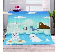 Blanket For Bed Single 3D Cartoon Animals, Sea Lions, Penguins Flannel Warm Print Sherpa Kids Boys Adults 59x78inch Pattern Fleece Throw Soft Fuzzy Bed Couch