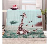 Blanket For Bed Single 3D Grassland Animal Giraffe Flannel Warm Print Sherpa Kids Boys Adults 59x78inch Pattern Fleece Throw Soft Fuzzy Bed Couch