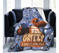 Blanket for Grizzy and The Lemmings Cute Printing Fleece Throw Comfortable and Lightweight Flannel Fleece Blanket Bedroom Living Room Sofa Office 50"x60"