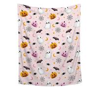 Blanket for Kids - Ultra Soft Cute Ghost Blanket - Plush Cozy Pumpkin Blanket for Travel/Camping/Picnic - Funny Halloween Ghost Decor - 50"x60"-Teens/Travel Size