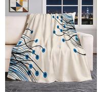 Blanket for Sofa 180×200 cm, Colorful Soft Fluffy Cozy Flannel Printed Blanket, Abstract Lines Dots Theme, Home Decor Blankets for Bed Couch Chair Fall Winter Camping Living