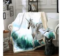 Blanket Green Grass Unicorn Weighted Blanket Super Soft Comfortable 130x150 Fleece Blanket Flannel Double Sided Throw Blanket Fluffy Blanket for Bed Blankets and Sofas Travel