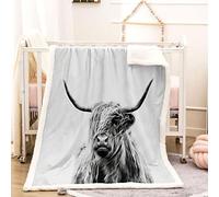 Blanket Grey Highland Cattle Weighted Blanket Super Soft Comfortable 180x220 Fleece Blanket Flannel Double Sided Throw Blanket Fluffy Blanket for Bed Blankets and Sofas Travel