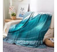 Blanket High Definition Ocean Waves Close-Up Flannel Blanket Soft Velvet Lightweight Microfiber Blanket for Couch Sofa Blue Super King Throw Over Bed Warm Soft Blanke